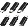 SHUBEIEUMI Adattatore USB C (6 Pezzi), Adattatore da Micro USB a USB C, Adattatore da USB C a Mini USB 2.0, Adattatore USB C a Micro USB Femmina, Compatibile con Tablet PC e Altro (Nero)