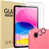 ProCase 2 Pezzi Pellicola iPad A16 11 Generazione 11 Pollici 2025/iPad 10 Generazione 10,9 Pollici 2022 con 2 Pezzi Protezione Obiettivo Fotocamera Abbinata ai Colori -Glitter Rosa
