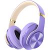 DOQAUS Cuffie Bluetooth Wireless Over Ear, [fino a 90 ore] Cuffie senza fili con 3 modalità EQ,HiFi Stereo Pieghevole con Microfono,morbidi cuscinetti auricolari per iPhone/ipad/Android/Laptop (Viola)
