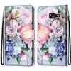 Mo-Somnus Cover per Samsung Galaxy A5 2017/ A520, Custodia in PU Pelle Magnetica Libro Flip Caso Antiurto Portafoglio [Supporto Stand] con Porta Carte e Cinturino da Polso Wallet Case (Fiore 3)