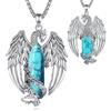 EUDORA Harmony Ball Phoenix Turchese Collana per Donna Uomo Rame Placcato Argento, Vintage Vichingo Celtico Fiammeggiante Fenice Turchese Ciondolo Amuleto Gioielli Regali, 20+2