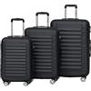 TRVLMORE Set Valigie Rigide - Valigia da Stiva - Set Valige - Valigia da Viaggio - Set Valigie Set Trolley - Set 3 Valigie - Tris Valigie - Nero