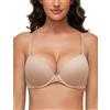 Deyllo Push Up Reggiseno Donna con Ferretto Senza Cuciture T-Shirt Comfort Imbottito tè al Latte 3D