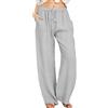 SHEKINI Pantaloni Lino Donna Estivi Con Tasche Casual Elegante Larghi in Cotone, Gamba Larga Vita Alta Con Coulisse Morbido Pants