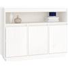 Festnight Credenza Soggiorno Moderno, Credenza Cucina, Madia Soggiorno, Mobiletto Multiuso in Legno Massello di Pino Bianca 104,5x34x80 cm
