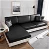 OKJK Coprisedile per Divano Elastico, Copri Cuscini per Divano in Tessuto con Tecnologia in Similpelle Impermeabile, Copridivano indossabili AntiGraffio (Black,Backrest Cover)