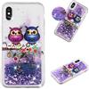 HopMore Brillante Cover per iPhone X/iPhone XS Silicone Morbido Brillantini 3D Trasparente Disegni Custodia Morbide Trasparenti Glitter Antiurto Case Protettiva - Gufo