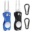 Kiuiom Forcelle da Golf,Divot Tool,Accessori di Golf,2PC Pallina Golf Divot Repair Tool Pieghevole Forchetta con Moschettoni Strumento Divot da Golf per Riparazione di Tappeti Erbosi Verdi Golf(Nero,Blu)