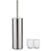 FIISAYL Scopino e Portascopino per WC, Scopettino WC con Maniglia e Base in Acciaio Inox, Argento Opaco