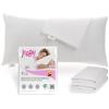 MEBY Set di 2 copricuscini impermeabili in cotone con chiusura lampo nascosta, traspiranti, protezione per cuscino, protezione dall'umidità, elastico, bianco (40 x 80 cm)
