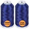 New brothread Set di 2 Poliestere Filo di Ricamo Macchina Grande Bobina 5000M per Tutte Le Macchine da Ricamo - Prussian Blue
