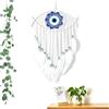 JZK Evil Eye acchiappasogni macramè occhio turco malocchio con piume bianco per decorazione della camera da letto ornamento da appendere parete, regalo gotico