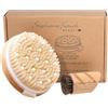 Stephanie Franck Beauty - Set Spazzole Dry Brushing Corpo & Viso - Spazzola Corpo Media + Viso Dura - Setole Naturali e Legno per Esfoliazione e Massaggio a Secco