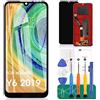 SRJTEK Kit di montaggio in vetro digitalizzatore di ricambio per schermo LCD Huawei Y6 2019 (MRD-LX1), ricambio per schermo LCD Honor 8A, pellicola temperata gratuita, colla e strumenti nero.