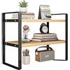 Dreamhousey Libreria in Legno da Ufficio, Organizzatore di Libri e File per Scrivania (Colore Nero+Legno, 2 Piani)