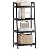 SMIBUY Libreria a scala in bambù, organizer per rack da bagno, espositore per piante autoportante a 4 e 5 livelli Scaffali salvaspazio per camera da letto, cucina (Nero, 4 livelli (99cm H))