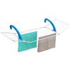 Casabriko 44915 Stendibiancheria da Balcone, Acciaio Verniciato con Ali Extra Stenditura e Braccetti Regolabili in Resina, Bianco/Azzurro, 180x55x4.5 cm