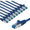 goobay 66036 - Cavo di rete CAT 6A in set da 10 cavi patch schermati S/FTP/CU, PiMF, LSZH/Cat 6a con 10 Gbit/blu/10 x 1 m