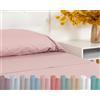 TRAMAS+ Completo Lenzuola Matrimoniale 160x200, 100% cotone, Biancheria da Letto, Lenzuola e 2 federa da letto, Certificata STANDARD 100 by OEKO-TEX - Malva