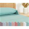 TRAMAS+ Completo Lenzuola Matrimoniale 160x200, 100% cotone, Biancheria da Letto, Lenzuola e 2 federa da letto, Certificata STANDARD 100 by OEKO-TEX - Verde Tiffany