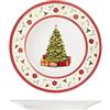 H&H Classy Christmas Set 12 Piatti Frutta, Stoneware, Decoro Natale, 20cm