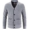 Shuanghao Uomo-Giacca Cardigan-Magliaone di Felpato-Casual Invernali - Scollo a V Moda Cappotto Sudore Calda Morbido Thicken Aperte Invernale /Autunno Cardigan Casual Magliaone Elegante da Uomo Grigio Chiaro M