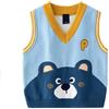 DAWILS Maglia Bambino Orso Maglione Senza Maniche Ragazzo Autunno Inverno Pullover Scollo a V Blu Maglieria in Cotone Giacca Ragazzi 4 Anni
