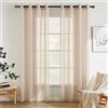EMEMA 2 Pannelli Tende Trasparenti in Voile Con Occhielli Morbidi Finestre per Camera da Letto e per Salotto Eleganti Soggiorno 140x122cm Cachi Chiaro