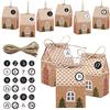 LEMESO Calendario Avvento 2025 Scatole Natalizie Regalo Natale Cartone con Adesivi Natalizi 24 pz in Carta Kraft Confezioni Regali Natale Decorazioni Casa Interno Advent Calendar