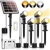 MEIHUA Faretti Solari Esterno 2700K 4000K 6000K Faretto Solare con Telecomando IP66 Impermeabile Luci Solare 3 Luminosità 2 Modalità Timer Lampade da Giardino Solari per Cortile Patio Halloween Natale