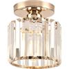 ZYDTRIP Piccola plafoniera in cristallo, lampadario di cristallo dorato moderno LED plafoniera a sospensione illuminazione per camera da letto, cucina, corridoio, ingresso balcone