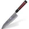 FINDKING Coltello da Chef Giapponese da 8 Pollici, Coltello da Cucina in Acciaio Damasco di Alta Qualità, Coltello Gyuto Multifunzionale, Eccezionale Prestazione di Taglio (Serie Samurai)