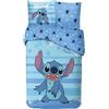 anemone Parure da letto Stitch, copripiumino Disney140 x 200 cm + federa 65 x 65 cm, 100% cotone (blu chiaro)
