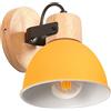 iDEGU Applique da Parete Rétro Vintage Orientabile Lampada da Parete Interno in Legno Ferro Industriale Plafoniere E27 Illuminazione Faretto da Parete per Soggiorno, Camera da Letto, Cucina (Giallo)