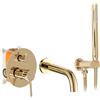 Rea LUNGO L.GOLD RUBINETTO VASCA INCASSO + BOX Miscelatore Vasca con Doccetta in Ottone per Bagno Caldo e Freddo regolabile (Gold)