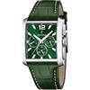 Festina Orologio Uomo Analogico con Cinturino in Pelle Verde - Movimento al Quarzo - Cronografo - Vetro Minerale ad Alta Resistenza - Impermeabile 5 ATM - Elegante F20636/3 On the Square