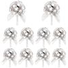 VIDSTW 10 Pezzi Coccarde Matrimonio, Fiocchi per Auto Matrimonio, 17 CM Fiocco Regalo, Facile da Usare, per Confezioni Regalo, Decorazioni per Tavole Nuziali, Decorazioni Floreali (Argento)