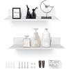 EXLECO 2Pcs Piccole Mensole da Muro Bianche 30CM Adesive per Bagno Doccia Cucina, Decorative da Parete Rachele Galleggianti Lucido