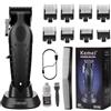 KEMEI 2296 - Tagliacapelli professionale da uomo, kit per tagliare i capelli e la barba, tagliacapelli a T Blade con USB ricaricabile, nero