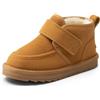 DREAM PAIRS Kids FuzzyGo Stivali da Tip Tap per Bambini Bambino Bambina Stivali da Neve Invernali Impermeabili Stivali Caldi Foderati in Pelliccia Sintetica Unisex,Size 28,Marrone,SDSB2407K