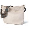 Gladdon Borsa a tracolla da donna in pelle con tracolla regolabile grande borsa da viaggio beige-I, Beige, medium size