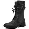 DREAM PAIRS Stivali da Donna Invernali con Lacci Comodi Stivaletti Donna Autunno con Cerniera,Size 40.5,Nero