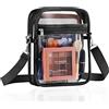 MoKo Borsa a Tracolla Trasparente in PVC con Cerniera, Borsa Impermeabile Approvate dallo Stadio con Cinghia Regolabile con 2 Tasche per Donna, Uomo, per Concerti, Festival, Eventi Sportivi, Nero