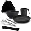 ReaNea Utensili da campeggio, ReaNea Kit mensa da campeggio per viaggi, picnic, all'aperto, attrezzatura da campeggio Include coltello, cucchiaio, forchetta Set di posate, tazza, ciotola, piatto