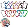 CAISYE 12 moschettoni piccoli portachiavi a forma di cuore, a forma di stella, in alluminio, multicolore, leggeri e robusti, per campeggio, escursioni e uso quotidiano
