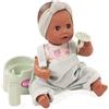 Götz 2353851 Sleepy Aquini Girl - bambola da bagno grande 33 cm con occhi marroni che dormono, senza capelli in set da 7 pezzi - bambola da 3 anni