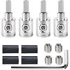 Greluma Riduttore per cavi da calibro 1/0 a calibro 4,adattatore riduttore ingresso amplificatore audio per auto da 4 pezzi,ottone con placcatura in nichel