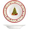 H&H Classy Christmas Set 12 Piatti Fondi, Stoneware, Decoro Natale, 21,5cm