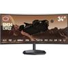 Cooler Master GM34-CWQ2 Monitor Gaming Curvo 34 - 1500R UWQHD (3440x1440), 165 Hz, MPRT 0,5ms, Pannello VA, FreeSync Premium, 95% DCI-P3 Quantum Dot, HDR 400, Supporto 3 vie, DP 1.4, HDMI 2.0, USB C