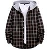 Oanviso Camicia con Cappuccio da Uomo Camicia a Quadri a Maniche Lunghe Casual Cappotto Regular Fit Giacca a Camicia con Bottoni Outwear Giubbotto Hoodie Felpa Giacche Leggere C 12 S